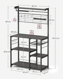 VASAGLE Baker's Racks - Gris foncé - Voir 6