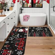 1/2 chiếc Thảm bếp Giáng sinh hình bông tuyết "Let It Snow" dày 0,47 inch/1,2cm, Thảm trang trí nhà mùa đông, Thảm mềm chống trượt, Dùng cho phòng giặt, phòng khách, văn phòng Trang trí Giáng sinh - Nhiều màu - Xem 6