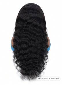 宽松深蕾丝前假发，预先拔毛，180%密度，深波浪卷发假发，真人发，13x4湿波浪蕾丝前假发，自然黑色 - 黑色 - 查看 6