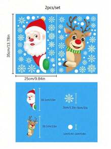 1 bộ nhãn dán Giáng sinh, hình ông già Noel hoạt hình, tuần lộc và bông tuyết dán tường, thích hợp cho tiệc Giáng sinh tại nhà, tủ, trang trí cửa sổ, Halloween, trang trí Halloween - Nhiều màu - Xem 12