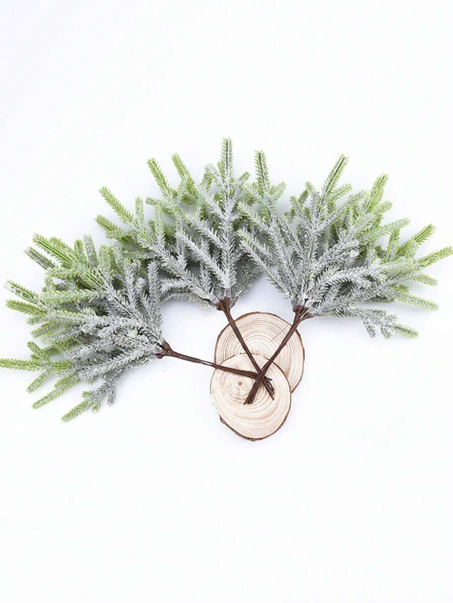 1 mazzo (6 teste) di piante artificiali, albero decorativo di Natale MINI con foglie e lettere, materiale per profumo fai-da-te, materiale per ghirlande, accessori per scatole di caramelle, decorazione per matrimoni domestici, fiore da polso per spose, fiore da torace, materiale per fiori da testa, regalo di San Valentino, decorazione per Capodanno, accessori per torte per feste di compleanno, San Valentino, regalo - verde bianco - Visualizzare 1