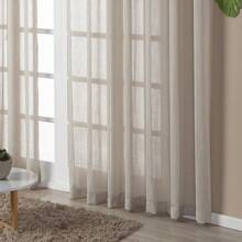 Curtain 5.00 X 2.80 Voil Flame Linen Gauze Various Colors - 榛子 - 查看 1