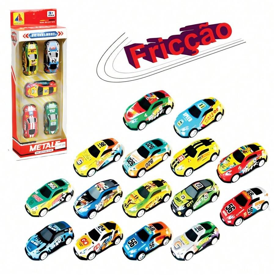KIT 5 Metal Cars Friction Toy Assorted Racing Car Metal Toy Boy Racing Car - 彩色 - 查看 1