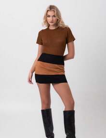 Blusa tricot canelado marrom labrava - Marrom - Visão 3