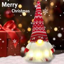 Bộ 2 tượng nhỏ trang trí Giáng sinh hình chú lùn có đèn LED, búp bê không mặt trang trí Giáng sinh, đồ trang trí cây thông Noel hình chú lùn Thụy Điển, đồ trang trí cây thông Scandinavia - Nhiều màu - Xem 2