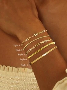 1pc 925 Sterling Silver Stacking Chain Safety Pin Herringbone Bracelet, Fashion Accessory, Gift For Women - Bracelet - View 2