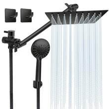 Regadera de ducha Baño Cuadrada Color Negro Mate De Mano De Alta Presión 5 Modos - Negro - Ver 1