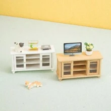 1 szt. 1:12 skala domek dla lalek drewniana szafka pod telewizor, mini komoda meblowa combo do salonu domku dla lalek, dekoracja sceny, model miniaturowy, prezent do domku dla lalek, zabawka, urodziny, Boże Narodzenie