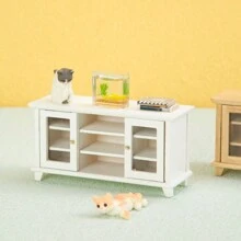 1 szt. 1:12 skala domek dla lalek drewniana szafka pod telewizor, mini komoda meblowa combo do salonu domku dla lalek, dekoracja sceny, model miniaturowy, prezent do domku dla lalek, zabawka, urodziny, Boże Narodzenie