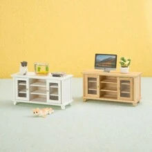 1 szt. 1:12 skala domek dla lalek drewniana szafka pod telewizor, mini komoda meblowa combo do salonu domku dla lalek, dekoracja sceny, model miniaturowy, prezent do domku dla lalek, zabawka, urodziny, Boże Narodzenie