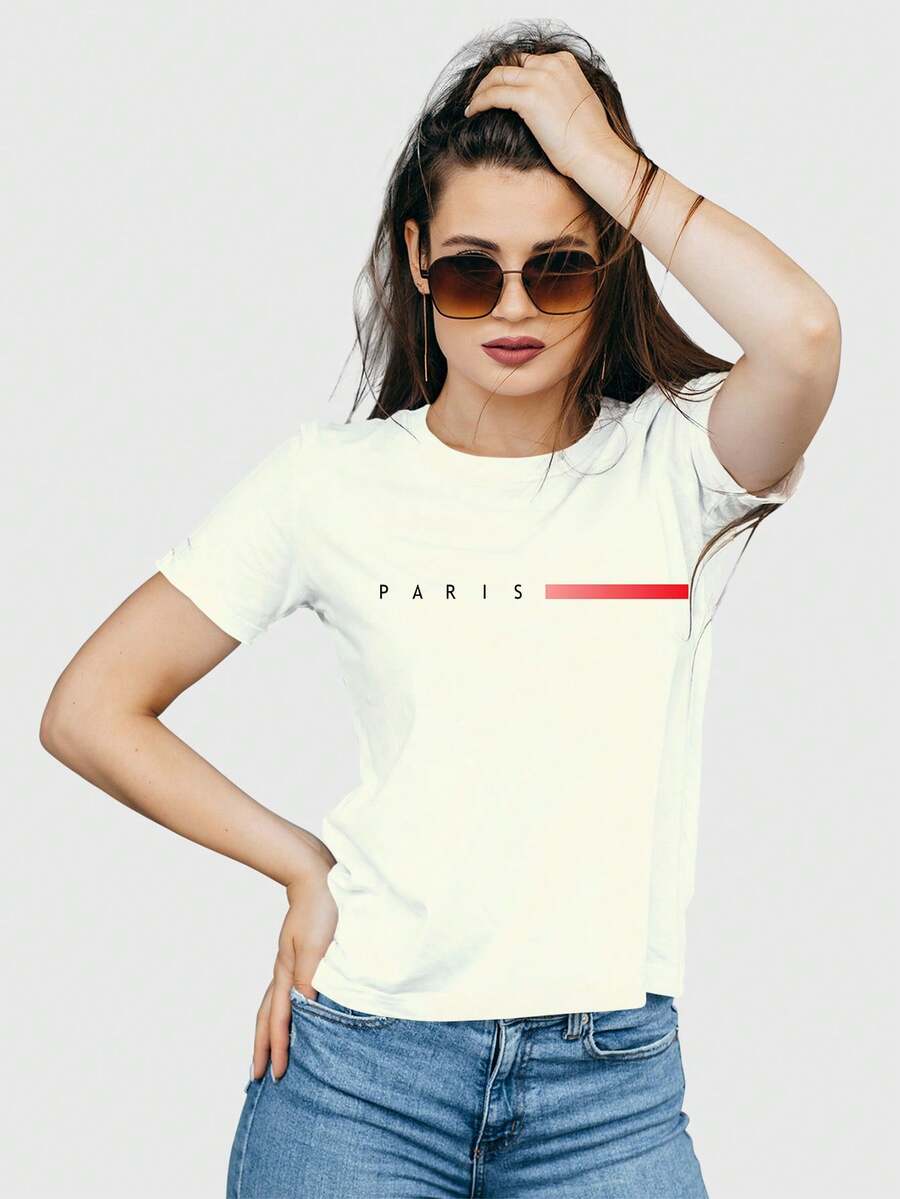 Women's T-Shirt Paris 2 Cotton T-Shirt - Màu be - Xem 1