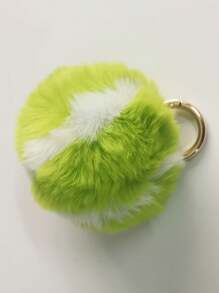 可爱网球真兔毛网球车钥匙扣吊坠，毛绒球书包挂饰万圣节圣诞礼物 - 綠色 - 查看 6