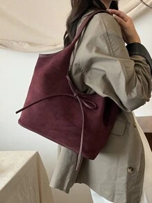 Bolso tote vintage de gran capacidad, bolso de hombro informal con estampado de letras, decoración de lazo y cordón para mujer, elegante bolso multiusos para ir al trabajo, bolso, bolso inspirado en el estilo retro para mujeres