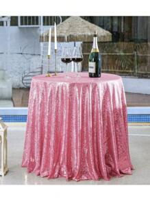 1pc Round Sequin Tablecloth, Glitter Gold Draping Sequin Fabric Tablecloth For Wedding, Birthday Party, Bridal Shower