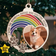 1 cái, 8*9.6*0.5cm, Đồ trang trí Giáng sinh có ảnh tùy chỉnh - Tải ảnh & văn bản lên, Quà tặng tưởng niệm thú cưng, Đồ trang trí cây thông Noel, Đồ trang trí Giáng sinh tại nhà, Quà tặng Giáng sinh - Màu vàng - Xem 1