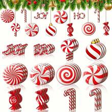 24 Pieces Of Wooden Candy Cane Decorations - Holiday Christmas Tree Decoration, Mint Design Suitable For Holiday Home And Party Decoration - as shown - View 1