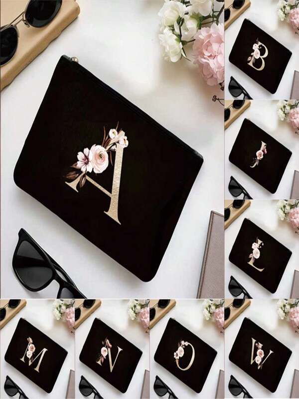 Cosmetic Bag Lady Makeup Bags Wallet Name Initials Letter Pattern Toiletry Organizer Pouch Wedding Party Wash Bag,Alphabet Heart Pattern Makeup Zipper Bag, Portable Carry-On Storage Bag, Zipper Phone Purse Pencil Pouch Make Up Bags Valentine's Day Gifts Clutch Bag Bridesmaid Make Up Pouch Toiletries Organizer Bag Cosmetic Case,Very Convenient To Use When Traveling, Making The Journey Easier,Good Gift For Friends And Family Makeup Organizer Makeup Storage Makeup Pouch Make Up Pouch