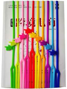 1/10 piezas Marcador de libros de silicona con dedo apuntador de 8 pulgadas, correa elástica de goma de color, marcador de libros único, regalo de lectura para la oficina y la escuela - Unitalla - Ver 5