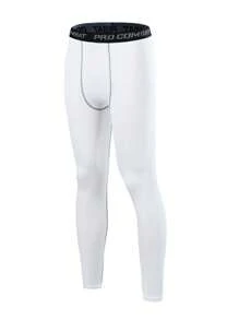 Pantalones de licra para deporte de secado rápido y compresión, estilo de novio para hombres - Negro - Ver 4