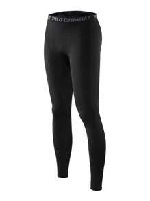 Pantalones de licra para deporte de secado rápido y compresión, estilo de novio para hombres - Negro - Ver 3