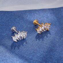 LABRET PIERCING SURGICAL STEEL DETAILS 5 ZIRCONIA 1.2X8 - Bạc - Xem 2