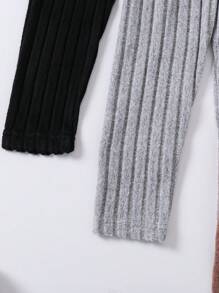 3pcs Girls' Ribbed Straight Leg Pants Set, Autumn Winter - Multicolor - View 7