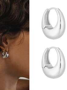 1 Pair Stainless Steel Small Hoop Earrings For Women Gold Color Round Water Drop Earring Female Fashion Wedding Ear Jewelry Gift