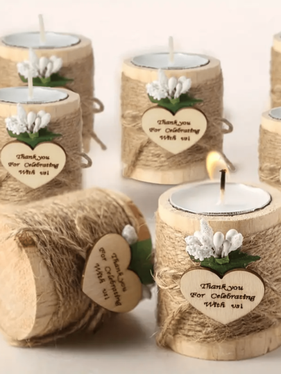 2/1 szt. Drewniany świecznik, prosty drewniany cylindryczny świecznik z podgrzewaczem, świeczniki centralne na życzenia, przyjęcie weselne, stół urodzinowy, wieczór panieński, herbata walentynkowa