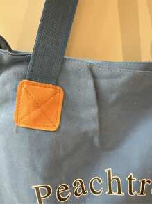 Large Capacity Canvas Bag For Work, Commuting, Versatile Literary Binding For Students, Shoulder Bag, Portable - Màu xanh lam - Xem 1