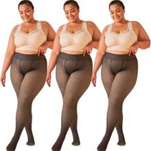 Kit 3 Thermal Plush Tights Plus Size Translucent - 彩色 - 查看 9