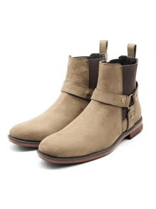 Men's Chelsea Boots Suede Leather Boot With Harness - Brown - View 4