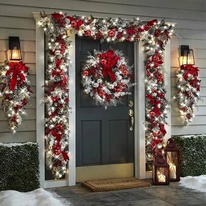 1set/1pc Christmas Wreath Door Hanging, Christmas Decoration, Rattan Upside Down Christmas Tree Decor Best Gifts Home Decor Christmas Decorations Room Decor Winter