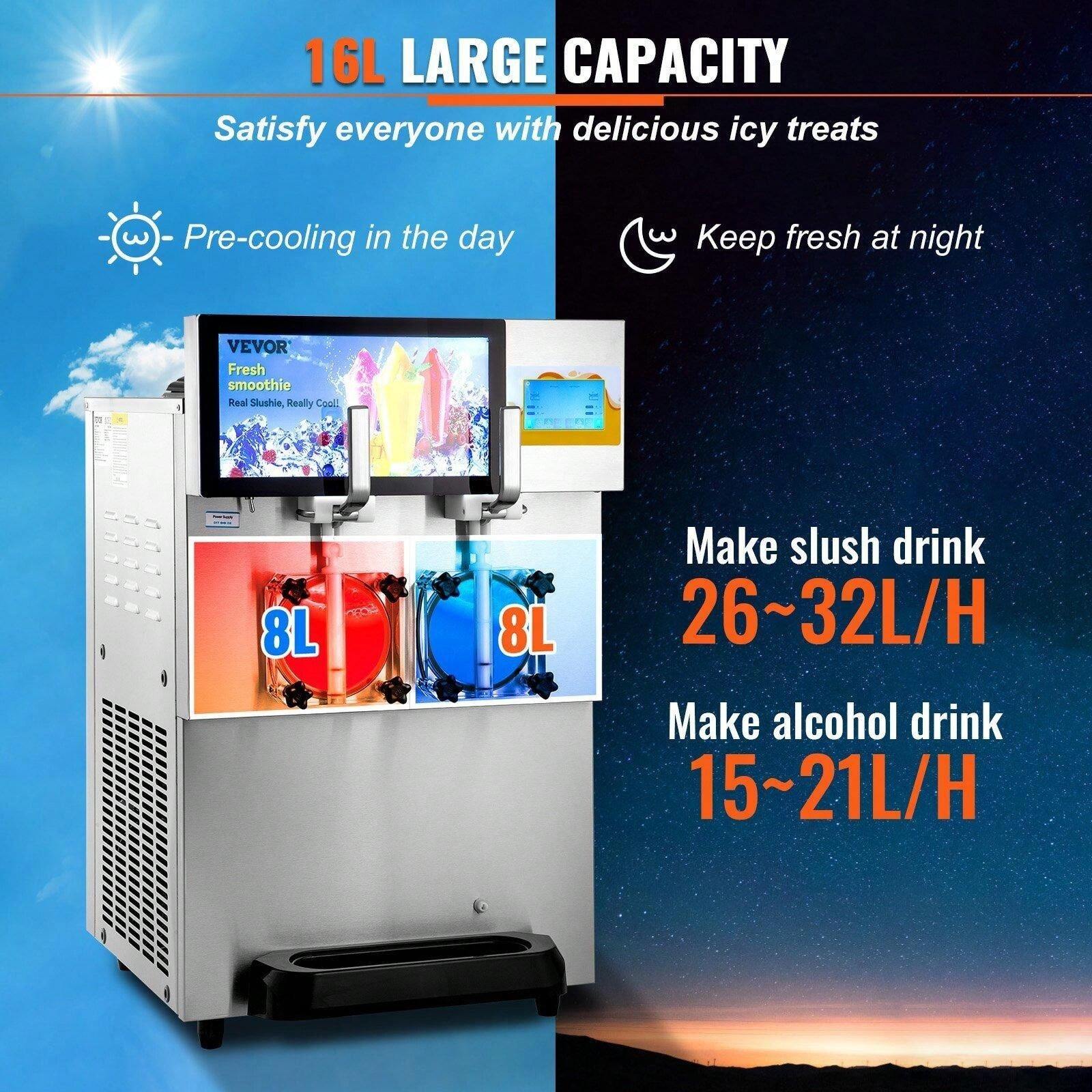 8L Double Bowl Slushy Machine Perfect For Parties & Cafes! 1155W