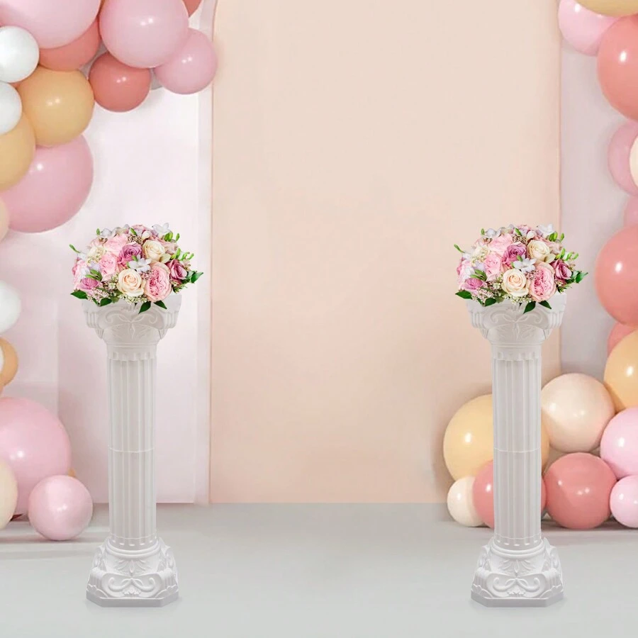 2Pcs Wedding Roman Column Flowerpot Rack Wedding Landscaping Roman Pillar, Artistic Roman Column Statue Party Flowerpot Holder 27*88cm/10.63*34.65in Party Favors Room Decor Bride - White - View 1