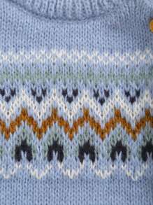 Baby Boy Wave Pattern Solid Color Knitted Sweater - Blue - View 4