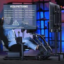 Minneer Racing Simulator Cockpit With Monitor Stand Fit For G923 G920 T500 T3PA TGT,Stable& Strong Driving Cockpit With Black Seat,Not Included Wheel And Pedal - Black - View 8