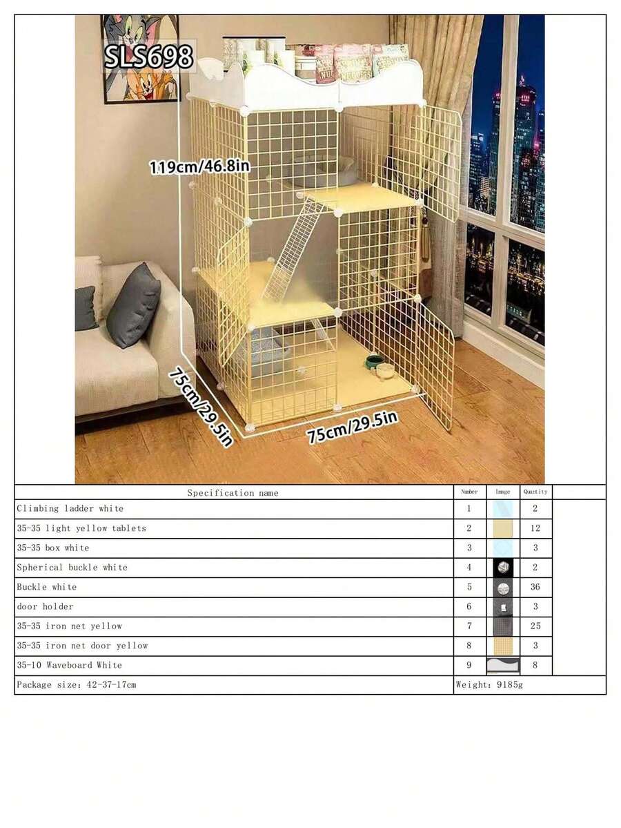 Indoor Cat Furniture Cat House For Kittens & Adult Cats, Includes