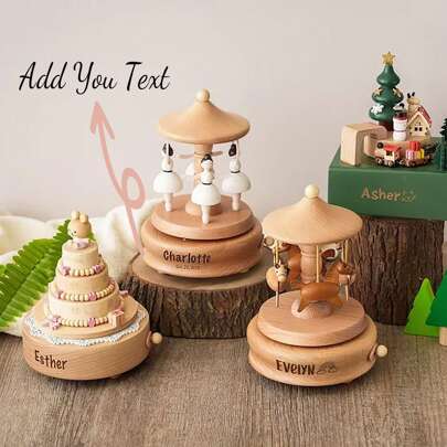 Caja de música de madera personalizada, caja de nombre grabada, carrusel musical, regalo de cumpleaños, obsequio de Navidad, estuche de Música de Madera, Caja musical navideña, cajón de caballo, cassette musical y de la heredera para ella, familia, amigos, niños, estudiantes para cumpleaños y bodas, para artículos de casa, dormitorio/sala de estar, Día del Niño, Multiusos, reutilizables y ornamentales, exquisitos e interesantes, personalizados, perfectos para un personalizado, personalizado para regalos, regalos únicos, aniversarios