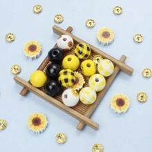10-76pcs Colorful Sunflower Painted Honeybee Honey Natural Wooden Bead Crystal Spacer Bead Beadable Plastic Pens DIY Bead Pen Set For Women Jewelry Making Craft Decoration Necklaces Earrings Bracelet Keychain Valentines - Multicolor - View 7