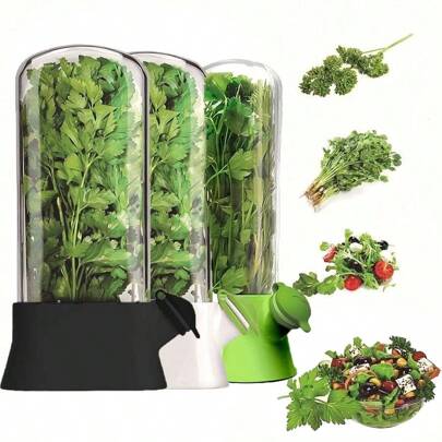1 Pieza De Hierbas Para Refrigerador, Estuche Para Conservar Hierbas, Botella De Almacenamiento De Verduras, Taza Para Conservar Hierbas, Accesorios De Cocina Familiares Para Cilantro, Menta, Perejil, Espárragos, Etc.