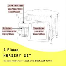 Sweet Baba 3 Piece Blossom Pink Watercolor Floral Crib Bedding Set For Baby Girls With Quilt/Crib Sheet/Crib Skirt - Pink - View 8