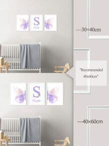 3pcs Custom Name Art Poster Personalized Butterfly Canvas Hanging Pictures Aesthetic Wall Art Dopamine Fashion Poster Nursery Kids Room Wall Decoration Girls Bedroom Decor Birthday Gift No Frame, Valentine Day, Valentine Day Decor Gifts Graduation, Multi-Functional, Durable, Quick Dry, Waterproof, Anti-Mold, Reusable, Ornamental School, Office, Tea Room, Home, Garden, Graphic Print