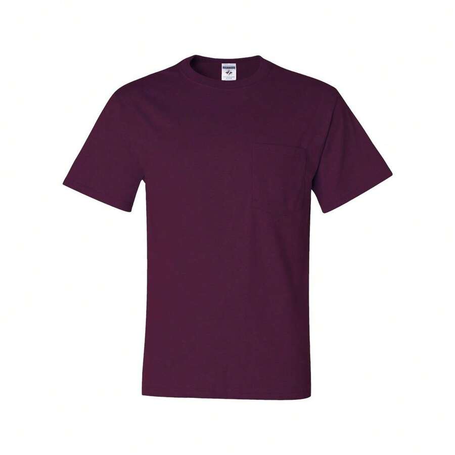 JERZEES Dri-Power 50/50 T-Shirt With A Pocket - 50% Cotton/50% Polyester - (SA159) - Gỗ đỏ - Xem 1