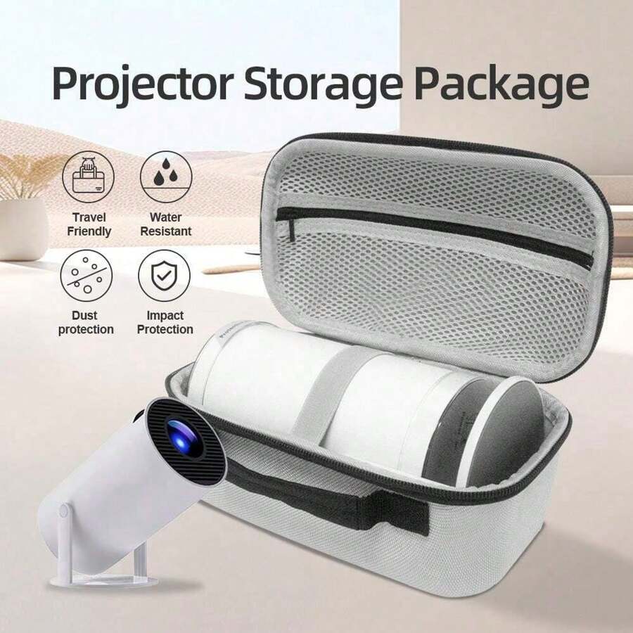 ZZPQVT Large Capacity Portable Projector Carrying Case, Hard EVA Shell Shock-Proof Dual Zipper Protective Bag For HY300 Pro, HY300, HY300+, HY320, HY320 Mini Projectors - EVA Hard Shell, Waterproof And Shock-Resistant, Ideal For Travel And Outdoor Activities