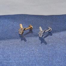 LABRET PIERCING SURGICAL STEEL PVD BUNNY ZIRCONIA SET 1.2X8 - Vàng - Xem 2