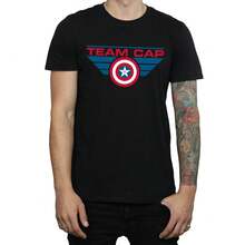 Marvel Camiseta del Capitán América del equipo de la Guerra Civil de  para hombres (negra) - Negro - Ver 3