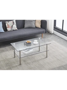 Clear Clear Glass Coffee Table, Tempered Glass Coffee Table For Living Room,Fiah