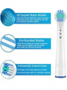 Bộ 4 đầu bàn chải thay thế cho bàn chải điện Precision Clean, đầu bàn chải điện chuyên nghiệp, tương thích với đầu bàn chải Oralb (D10/ DB4510/ D16/ D20/ D34/ P2000/ P2500/ P3000/ P4000 P5000/ P6000/ P7000/ PRO600) - Nhiều màu - Xem 11