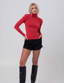 Red Labrava Turtleneck Blouse