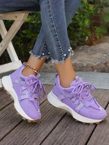 女士时尚新款百搭休闲运动鞋 - 紫色 - 查看 2